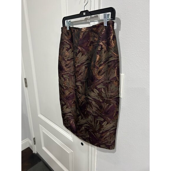 Vintage Metallic Pencil Skirt Purple Gold Size 8 Polyester Shimmer Career Office - Picture 3 of 10